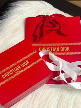Dior Red Gift Box Set with White Ribbon